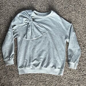 NWOT Bow-Shoulder Crewneck Sweater - Light Gray